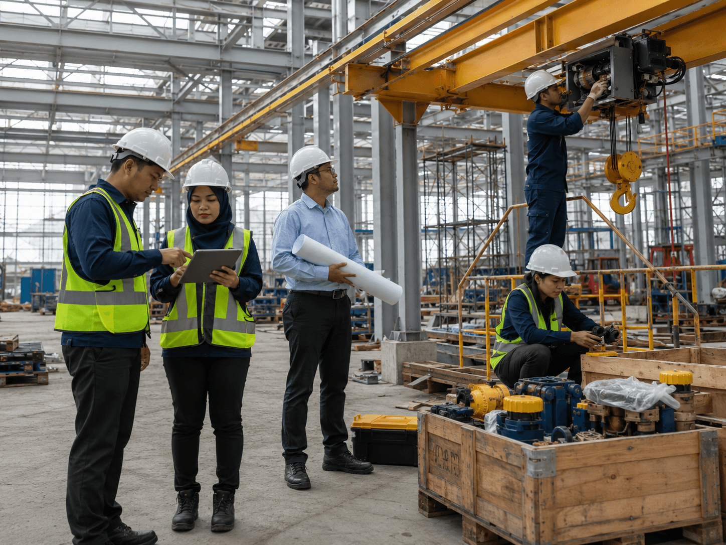 NKBE service team inspecting lifting equipment