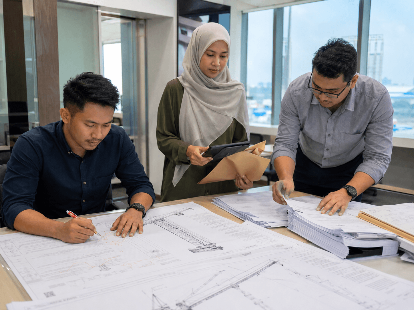 Engineering documentation being prepared for technical review