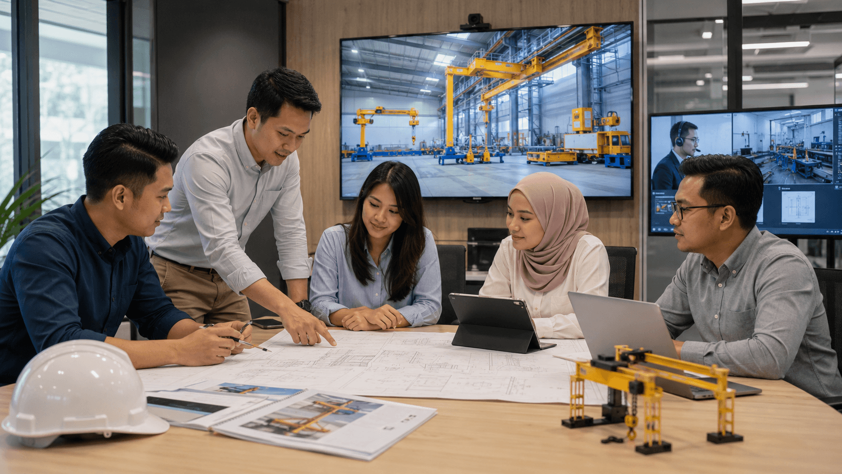 NKBE team reviewing an industrial lifting requirement